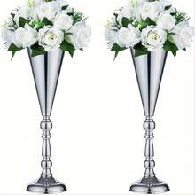 2pcs Set Trumpet Vase, Electroplated Vase For Table Decoration, Wedding & Holiday Decor Gifts Birthday Graduation Home Decor Room Decor Flower Vase Glass Vase
