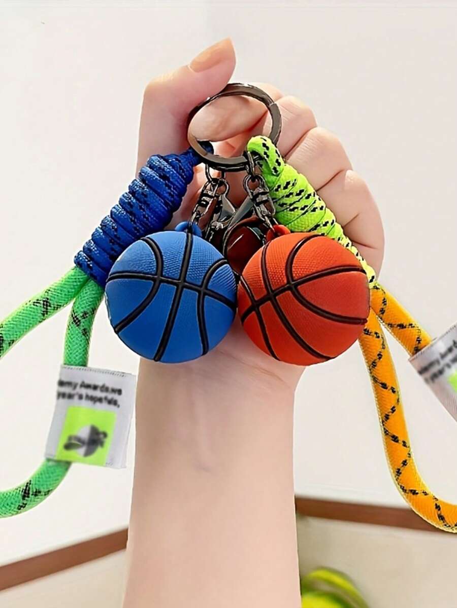 New Year Basketball Pendant, Sports Basketball Keychain, Bag Charm, Creative New Soft Rubber Basketball Keychain Accessory, Gift, Soft Rubber Sports Basketball Keychain, Mini Backpack Hanging Decoration, Fashionable Men, World Cup Basketball Keychain