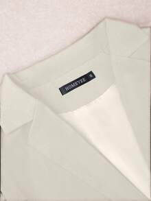 HOMEYEE Women's Lapel Collar Long Sleeve Pocket Vintage Elegant Casual Vacation Business Professional OL Plus Size Top Jacket, Suitable For Spring, Autumn, Winter - 杏色 - 查看 3