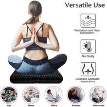 MX    Gel Seat Cushion For Long Sitting Extra Thick Gel Cushion For Wheelchair Soft Chair Pads Cushion For Office Home Chairs Car Seats Long Trips Back Sciatica Hip Tailbone Pain Relief Cushion Black - 黑色 - 查看 7