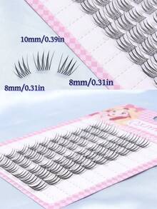 Easy Charm 60pcs Self-Adhesive False Eyelashes Set - C Curl, 10mm Flared Design, Natural Criss-Cross Style, Suitable For Beginners Reusable