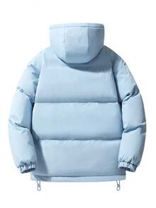 Men's Jacket, Simple Solid Color Hooded Jacket, Fashion Comfortable Casual Sports Outerwear, Large Pocket Design Sports Jacket - Blue - View 3