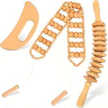 1pc Wooden Massage Tool For Body Relaxation, Can Be Used For Massaging Muscles Of Abdomen, Legs, Back, Neck, Shoulders, Waist To Relieve Tension, Wooden Scraping Gua Sha Massage Tool, Suitable As Holiday Gift For Friends - Beige - View 9