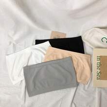 4pcs/Set Women Seamless Strapless Tube Top Camisole Slip Undershirt, Breathable Elastic Chest Wrap, Assorted Styles