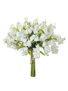 6/12支装仿真铃兰紫色风铃花丝绸花束，五月花卉中心装饰，适用于家居、花园、婚礼、派对 - 白色 - 查看 3