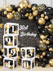 1pc 25cm White Number Transparent Box(Box&Letter), Transparent Balloon Box Gift Box, DIY Free Combination Numbers,Birthday Party Background Decoration Box, 1st Birthday Party Scene Setting Number Box, Babe Shower Decoration, Transparent Balloon Box Gift Box, Gender Reveal Party Decor Balloon Box, Room Decor Balloon Storage Box, Party Background Photography Props, Party Favor