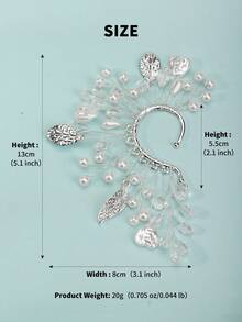 1pc Right Ear Heart-Shaped Pearl Decor Fashion Earring, Stylish Women Earrings - Silver - View 8