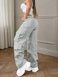 Solid Color Multi-Pocket Button Commuting Simple Y2K Casual Cute Work Pants Long Pants, Back To School, Clubs, Birthday Parties, Halloween, New Year, Thanksgiving, Concerts, Gym, Business, Daily Airport Wear, Street Wear, Teacher, Spring, Summer, Autumn And Winter Styles