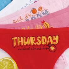 7 Sexy Women's Non Repeating Low Waisted Thong Underwear For A Week - Seven Color Letter Printed Underwear Shorts - Monday, Tuesday, Wednesday, Thursday, Friday, Saturday, Sunday Underwear Shorts - Breathable, Soft, Comfortable Women's Thong Underwear - 彩色 - 查看 6