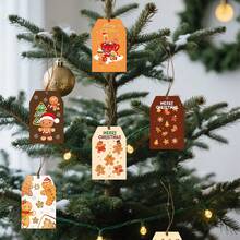 8 etiquetas navideñas, 8 estilos de etiquetas de papel kraft navideñas con cuerda, adecuadas para el embalaje navideño, el embalaje de regalos navideños, el tema navideño del hombre de jengibre en el estilo de Ins, colgante de etiqueta de regalo, decoración de fiesta, suministros de colgante