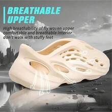 Foam Runner Sneakers Cloud Slides Pillow Sandals Sports Shoes Non-Slip Lightweight Walking Shoes Fashion Outdoor Indoor Summer Beach Sandals For Women Men - 杏色 - 查看 4