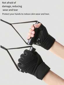 2pcs Weight Lifting Gym Workout Gloves With Wrist Wrap Support For Men & Women, Full Palm Protection, For Weightlifting, Training, Fitness, Hanging, Pull Ups