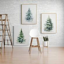 3 pièces/set, canevas murale, Décoration murale encadrée, Décoration de sapin de Noël vintage sur canevas, Imperméable, Convient pour la décoration intérieure et extérieure - Parfait pour le salon, la chambre, la salle de bain, la salle à manger, les passionnés de décoration de Noël et de la maison, Décoration de Noël