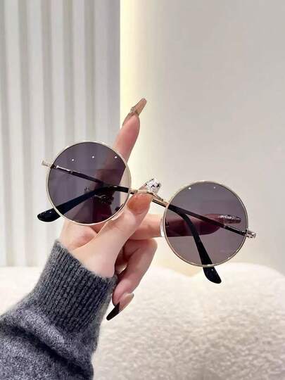 1 chiếc kính râm gọng nhỏ hình bầu dục thời trang cổ điển dành cho cả nam và nữ, tôn dáng