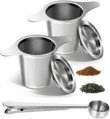 Filtro de té Para, Juego de 3 Infusor de té de Acero Inoxidable con clip Colador De Especias, Filtro de Té de Metal con cuchara de metal, Colador Té Reutilizable para Hojas Sueltas/Condimentos : Hogar y Cocina - 1 - Ver 1