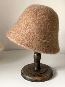 1 chiếc Mũ xô len nỉ trơn màu thường ngày dành cho nữ, Mũ xô đan đa năng, Thích hợp để đội hàng ngày, Quà tặng ấm áp mùa đông - Nhiều màu - Xem 4