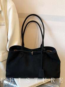 Bolso de mano de alta calidad para mujer, nuevo diseño de otoño/invierno, bolso de gran capacidad para ir al trabajo y viajar - Negro - Ver 8