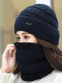 2pcs Pleated Knit Hat And Gloves Set For Women, Solid Color, Comfortable And Warm For Outdoor Use In Autumn/Winter, Fashion Versatile Knitted Beanie And Gloves Set, Suitable For Skiing, Cycling, Fishing, Commuting, Ideal Gift Accessories For Winter