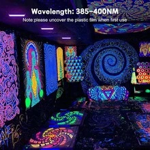 Đèn cực tím UV cho tiệc phát sáng, đèn huỳnh quang LED tia cực tím, điện áp thấp 5V + cấp nguồn USB + điều khiển công tắc, có các tùy chọn 50/96/144/216 đèn LED, bề mặt kim loại, thích hợp cho các bữa tiệc phát sáng, Halloween, Giáng sinh, chiếu sáng sân khấu, vẽ tranh trên cơ thể, áp phích huỳnh quang, trang trí neon. - Đèn UV đen tím có đầu cắm USB - Xem 10