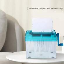 1pcs Mini Hand-Crank Paper Shredder - Portable For Home, Office, And School Use, No Electricity Required, Anti-Slip Base, Compact Office Desktop Document Shredder, Ideal Birthday Gift - Blue - View 9