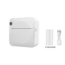 Conjunto de Impressora Portátil Mini, Máquina de Fazer Adesivos Térmicos Sem Tinta com 8 Rolos de Papel de Impressão, Adequado para Imprimir Textos, Notas, Fotos, Etiquetas de Classe, Listas de Tarefas, Etc.