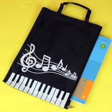 1pc Piano Themed Reusable Canvas Tote Bag, Travel/Weekend Bag, Casual & Fashionable, High Quality & Stylish Music Note Pattern, Ideal Gift For Music Lovers, Suitable For School, Shopping, Commuting, Business, Work And Daily Use, Holiday/Birthday/New Year Gift