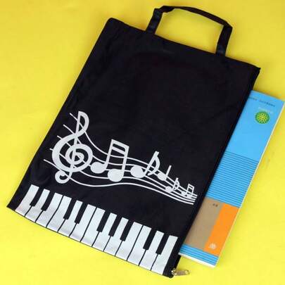 1pc Piano Themed Reusable Canvas Tote Bag, Travel/Weekend Bag, Casual & Fashionable, High Quality & Stylish Music Note Pattern, Ideal Gift For Music Lovers, Suitable For School, Shopping, Commuting, Business, Work And Daily Use, Holiday/Birthday/New Year Gift