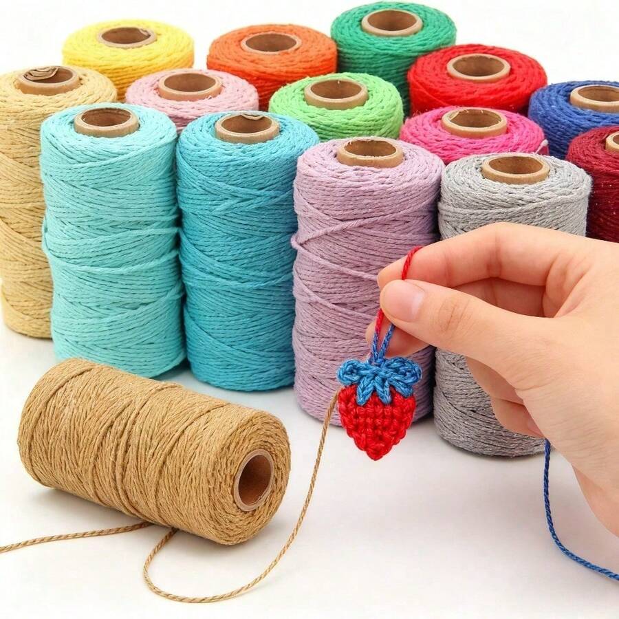 Rollo de 300M de cuerda de algodón blanco de 2mm - Cuerda artesanal resistente a granel para costura DIY, macramé, decoración de bodas y cumpleaños