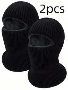 1/2/3 piezas Pasamontañas unisex de terciopelo y punto grueso, cuello a prueba de viento, máscara de esquí de cara completa con un solo orificio, adecuada para viajes diarios, ciclismo, esquí y otras ocasiones. Gorro a prueba de viento para mujer, gorro de punto, gorra con visera, pasamontañas