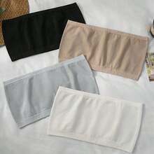 4pcs/Set Women Seamless Strapless Tube Top Camisole Slip Undershirt, Breathable Elastic Chest Wrap, Assorted Styles