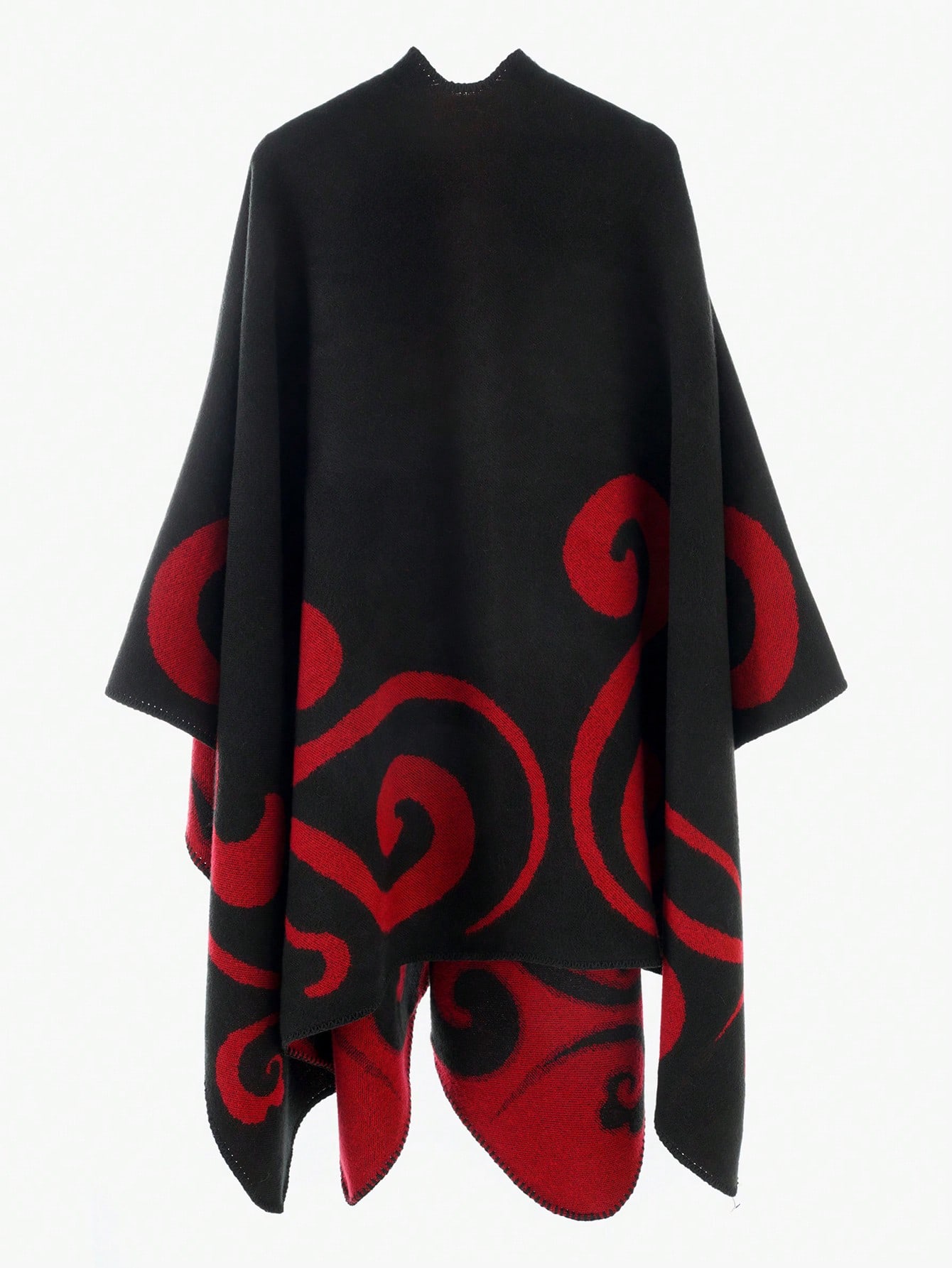 1 قطعة بونشو أنيق للنساء بطبعة الزهور والسحب، وشاح...