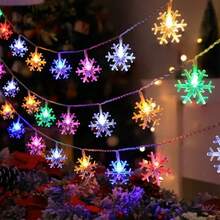 1 件 1.5M10LED/3M20LED/6M40LED 圣诞雪花电池盒灯串，不含电池，圣诞气氛装饰，适用于节日、圣诞树、派对、客厅、卧室、房间、阳台装饰 - 電池盒雪花燈串 - 查看 10