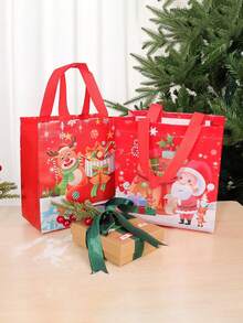 1 Stück Weihnachts-Leinwand-Geschenktasche, Weihnachts-Einkaufstasche, Tragetasche, Geschenkdekorationstasche, Weihnachtsparty-Geschenkverpackungstasche, Weihnachts-Verpackungszubehör