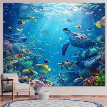 2D Flat Coral Reef Magic, Underwater Ocean Scenery Background - Multipurpose Polyester Fiber Aquarium, Coral Party And Birthday Banner