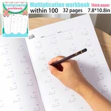 1pc Reusable Math Practice Notebook, 2-Digit By 1-Digit Multiplication, Suitable For Elementary School Grade 1-6 Math Workbook, Multi-Digit Multiplication Practice Book, 32-Day Timed Addition Subtraction Arithmetic Exercises