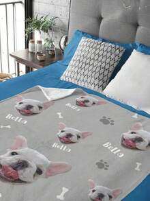 Custom Dog Blanket Personalized Photo And Name Blanket With Custom Dog Head Plush Sherpa Blanket 5 Sizes Colors Optional For Pet Dog Cat Owner Memorial Gift - Multicolor - View 5