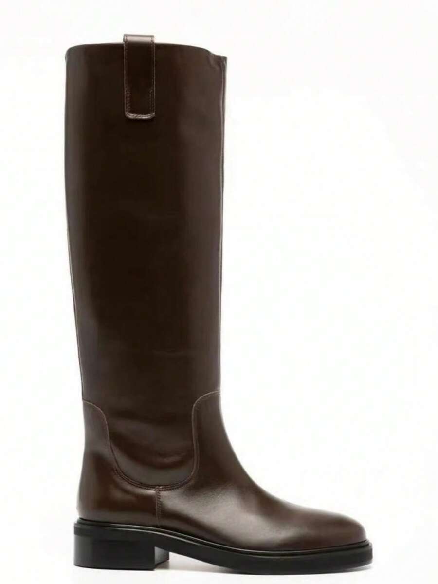 Classic Versatile Over-The-Knee Riding Boots, 2025 Autumn/Winter New Retro High Shaft Leather Boots,Party - Brown - View 1