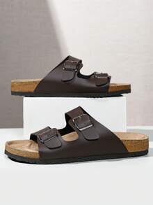 Herren Mode weiche Kork Sohle bequeme Einlegesohle Slip-On Mule Sandalen, Sommer Outdoor Strand Wanderschuhe, Unisex Paar Schuhe - Braun - Übersicht 7