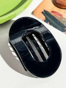 1 Stück/8 Stück einfarbige lässige PU (Polyurethan) neue flache ovale Haarspangen, elegante Haarkrallen für Frauen mit kreativem gebogenem Design und starkem Halt