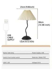1 件 USB 供电现代复古风格创意装饰灯，适用于卧室床头、书桌、房间装饰 - 百褶燈罩款 - 查看 10