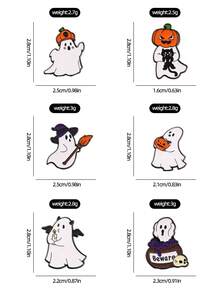 1pc/6pcs Dark Gothic Demon, Ghost, Pumpkin, Skull Brooch Pins, Halloween Costume Decor, Gothic Vibe Party, Special Occasion Christmas Gift