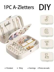 1pc A-Z Initial Travel Jewelry Box, Women's Travel Jewelry Box, Multi-Functional Jewelry Display Box, Mini Jewelry Box, Summer Travel Jewelry Storage Box, Bathroom Cosmetic Storage Box, Jewelry Rack, Perfume Storage Box, Women's Birthday Gift, Gift For Girlfriend, Gift For Friends, Jewelry Box, Christmas, Halloween, Birthday Gift, Fashion Travel Jewelry Box, Personalized Gift - Pink Travel Jewelry Box, Women's Birthday Gift, Back To School, Autumn Decor, Halloween Gift