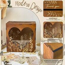 1set Wedding Card Box For Party, Wooden Wedding Card Boxes For Reception, Rustic Wedding Box For Cards And Money, Envelope Money Box Gift Card Box For Wedding Decor Graduation Shower Birthday