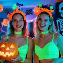 1 Set Halloween Glow Headband - Women's Costume Accessories, Fluorescent Headband And Pumpkin Bat Headpiece - Perfect Party Decor For Singles Night And Family Gatherings (No Power Required)