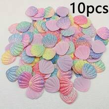 20Pcs Colorful Glitter Gradient Shell Appliques For Crafts, Mixed Color Faux Seashell Embellishments For DIY Cake Toppers, Shoes, Hats, Bags Accessories