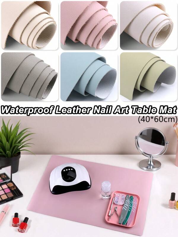 1pc Large 40*60cm Waterproof Foldable Nail Art Table Mat 6 Colors Leather Material Manicure Cleaning Table Mat Suitable For Nail Salon Studio And Home Use Beauty Workspace Cleaning Manicure Supplies DIY
