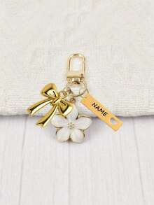 1pc Custom Metal Cherry Blossom Bow Keychain, Lightweight And Elegant Cherry Blossom Design, With Label Accessories, Suitable For Bags, Car Keys, Couples And Holiday Gifts - Multicolor - View 4