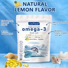 Gwynne Super Omega 3 Premium Limón Aceite De Pescado 4200mg,epa,dha Y Omega 3 Supplement,salud Del Corazón,salud Cerebral, Reducción Del Estrés,apoyo A La Salud Del Colesterol,120 Cápsulas - Otros - Ver 2
