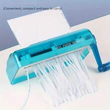 1pcs Mini Hand-Crank Paper Shredder - Portable For Home, Office, And School Use, No Electricity Required, Anti-Slip Base, Compact Office Desktop Document Shredder, Ideal Birthday Gift - Blue - View 8