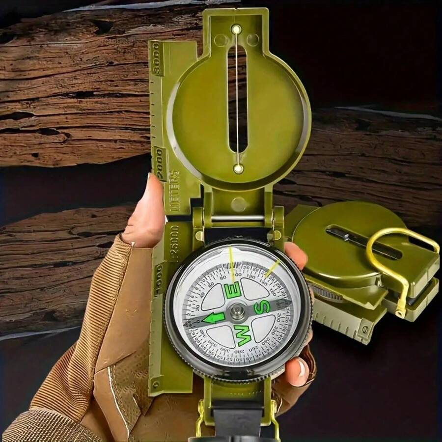 1 Outdoor Survival Compass - Multifunctional Waterproof Portable With Dual Scale Ruler And 360 °   Spinning, Durable ABS Construction For Hiking, Camping, Traveling (Green), Outdoor Camping Accessories No Battery Required